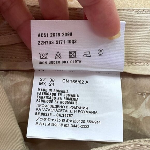 Prada Khaki Straight Leg Cotton Crop Capri Pants - 8 / Medium - Picture 9 of 16